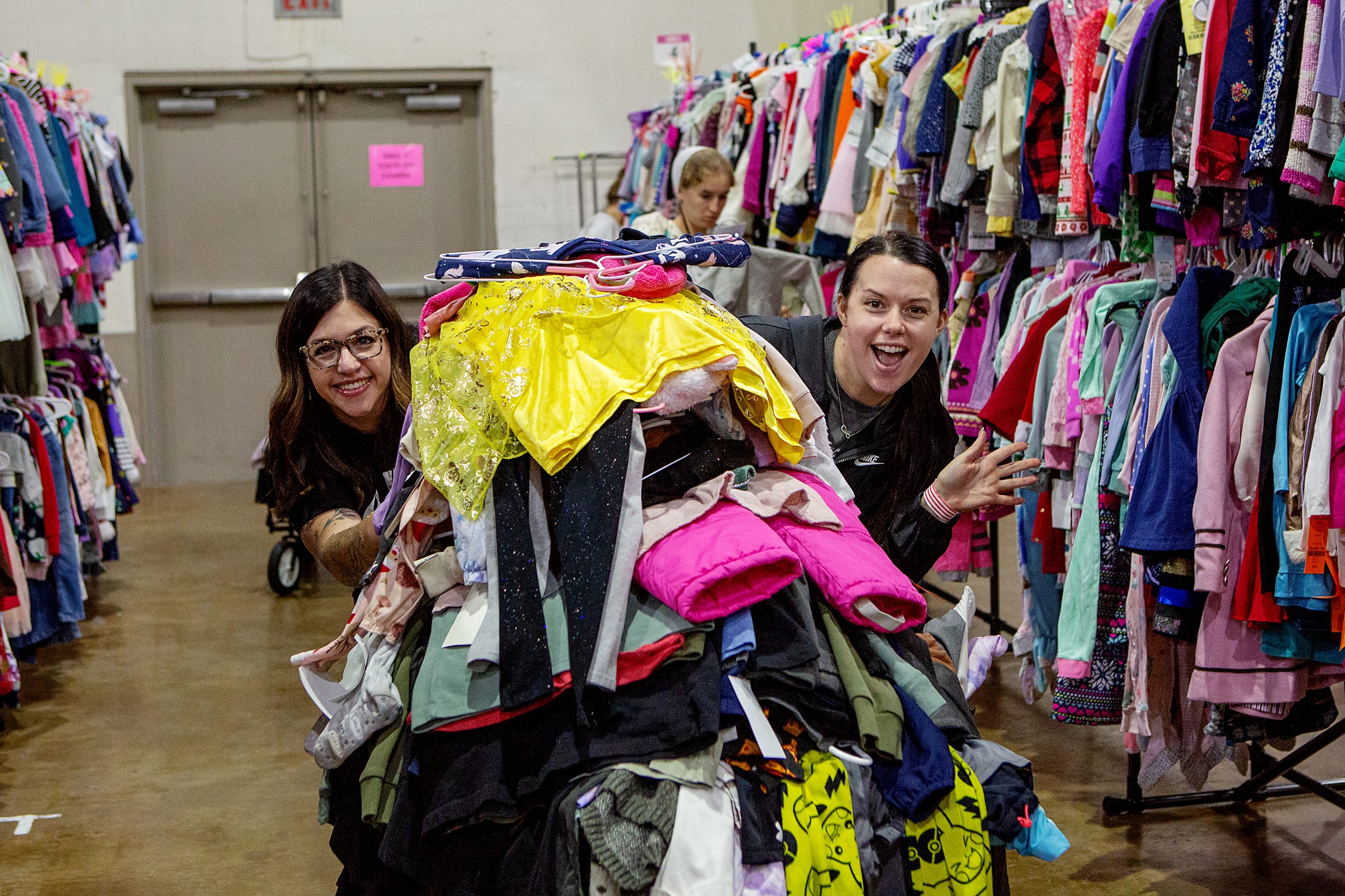 Shoppers browsing the WeeUsables York sale floor