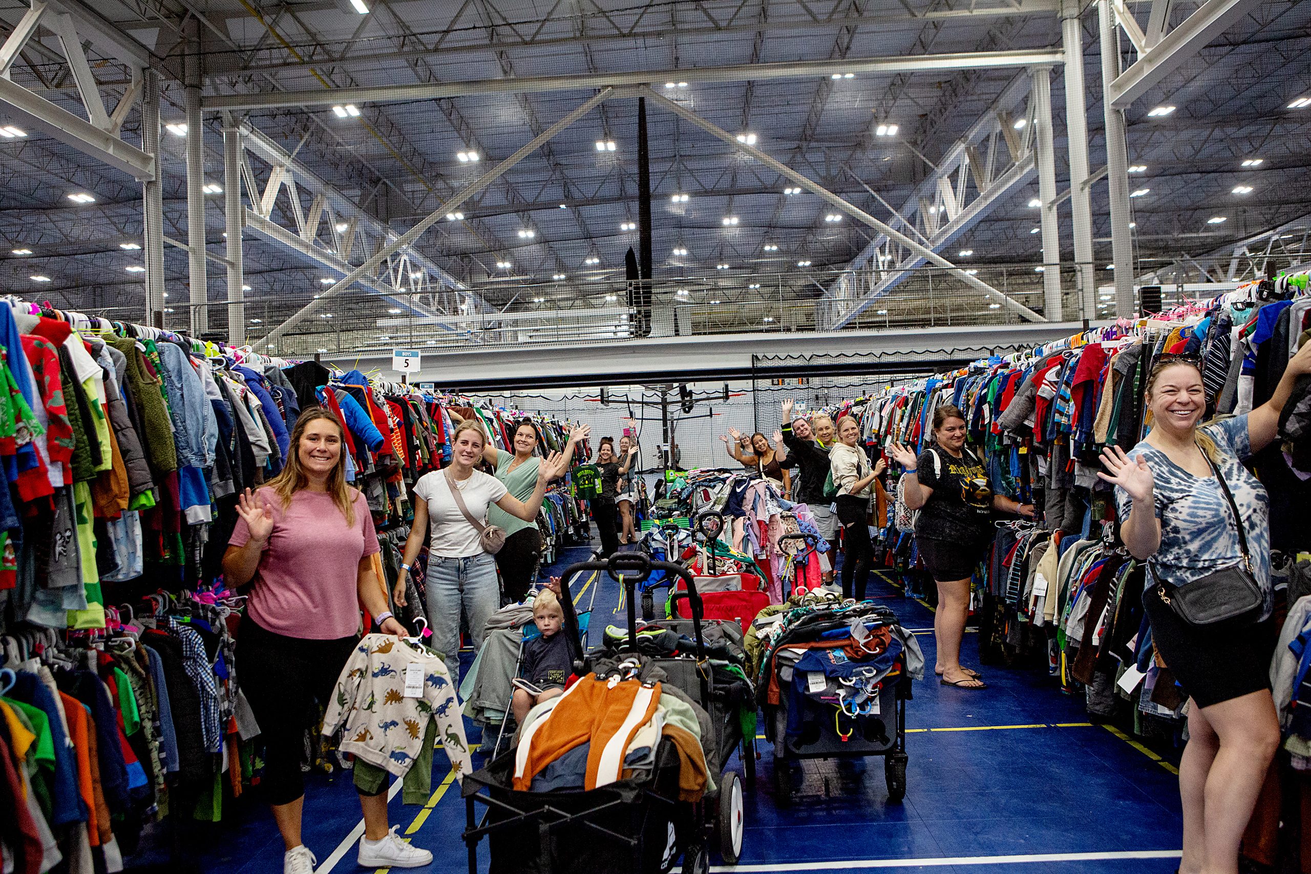 Shoppers browsing the WeeUsables Lancaster sale floor